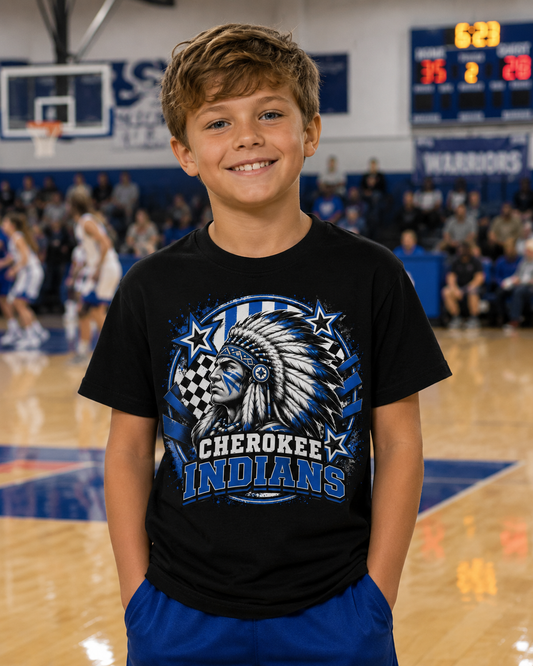 Cherokee Indians Mascot Graphic Shirt- Youth