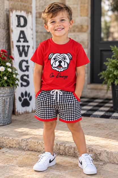 Red Georgia Applique Shorts Set