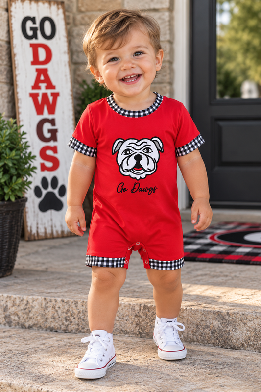 Red Georgia Go Dawgs Applique Romper