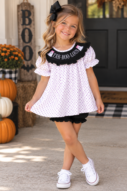Black Ghost Embroidery Bloomer Set