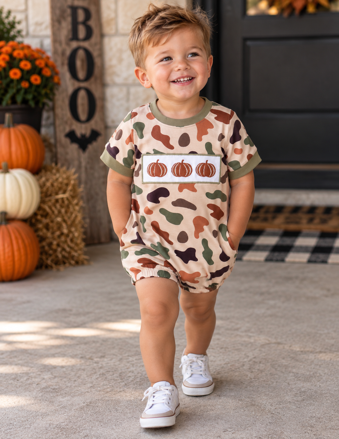 Camouflage Pumpkin Embroidery Bubble
