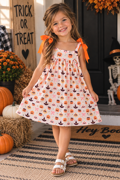 Pumpkin spider bow Dress