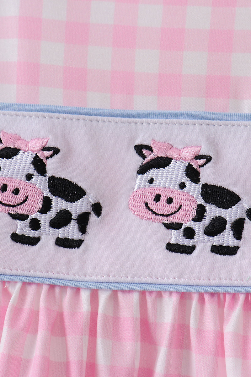 Pink Cow Embroidered Set
