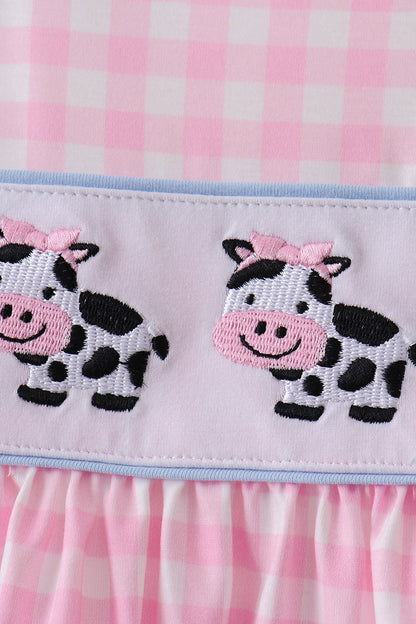 Pink Cow Embroidered Set