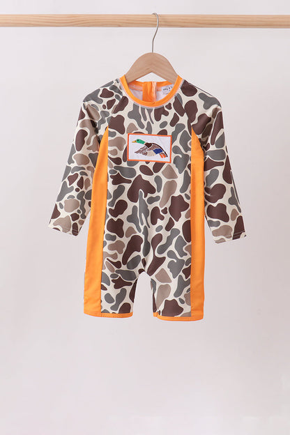 Camo Mallard Embroidered UPF Swim One-Piece