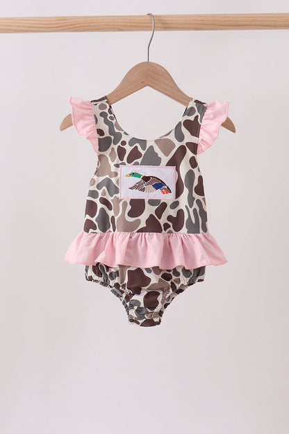 Camo Mallard Embroidered UPF Swim One-Piece