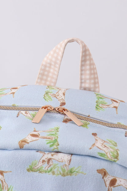 Blue hunting dog embroidery backpack