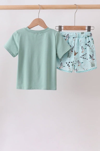 Green Duck Pocket Shorts Set
