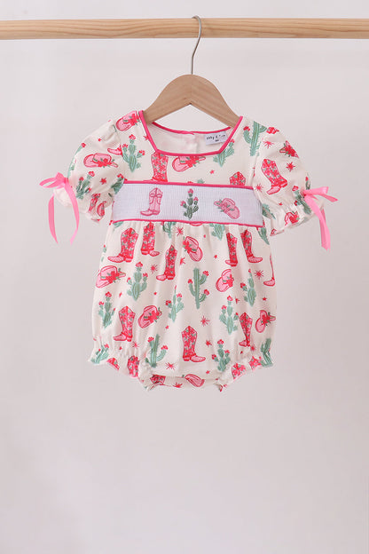Pink Boots Smocked Bubble