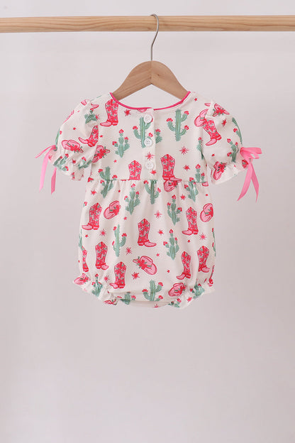 Pink Boots Smocked Bubble