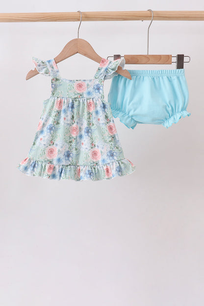 Floral Smocked Bloomer Set