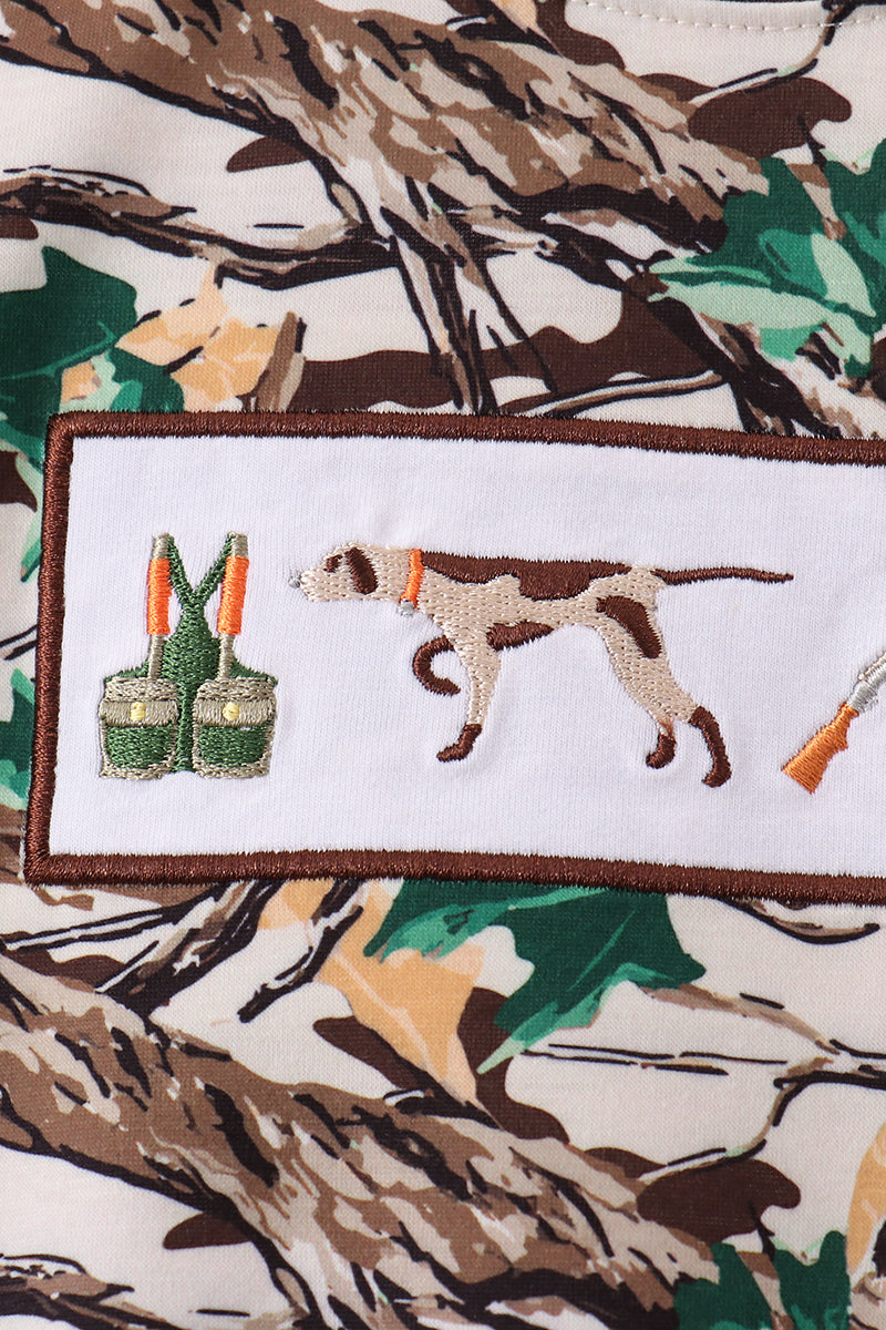 Camouflage Hunting Embroidered Romper