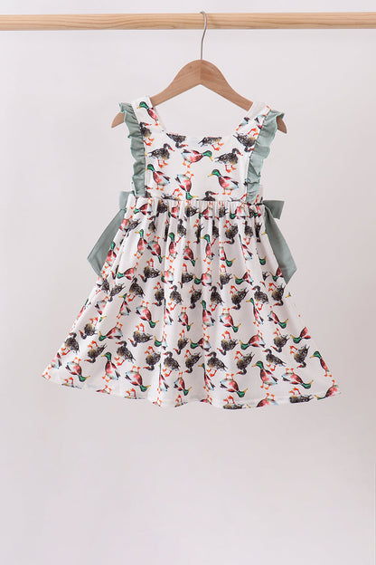 Sage Mallard French Knot Ruffle Dress