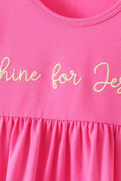 Pink shine for jesus embroidery pocket pants set