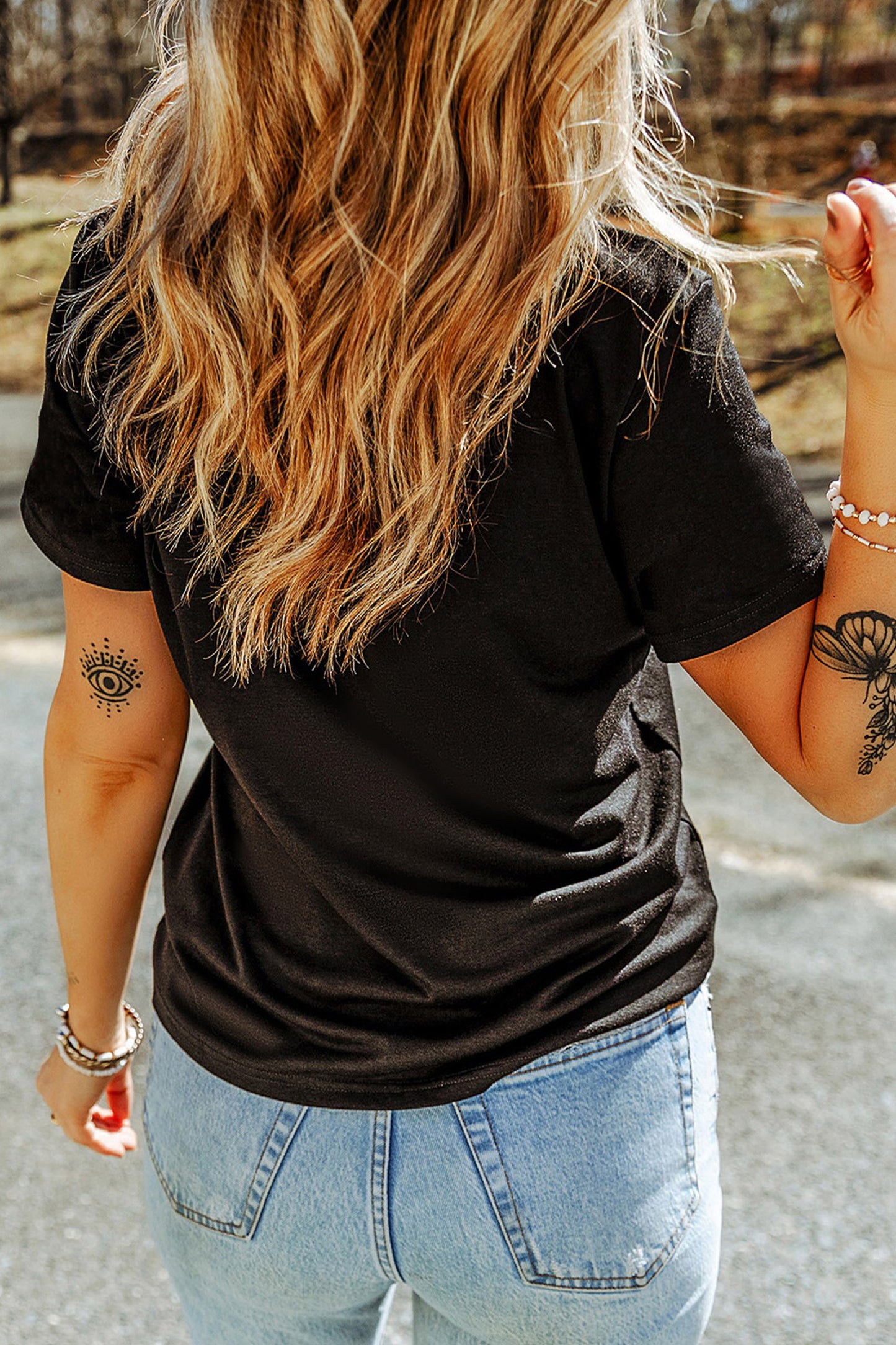 Black Soccer Bow Graphic Casual Summer Tee