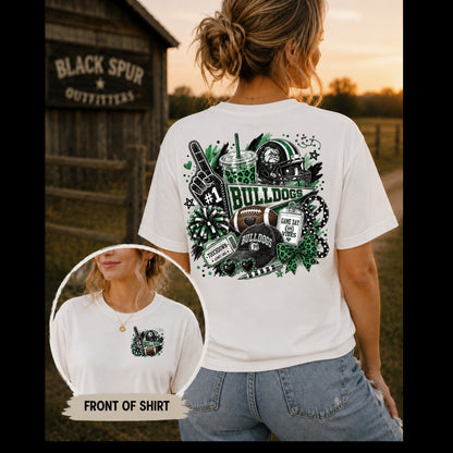 Burnet Bulldogs Game Day Spirit Shirt | Green & Black Football Tee