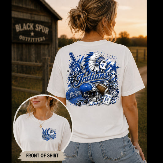 Cherokee Indians Game Day Spirit Shirt | Blue & White Football Tee