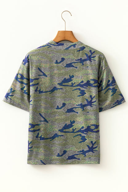 Multicolour Stylish Camouflage Print America Patriotic Tee